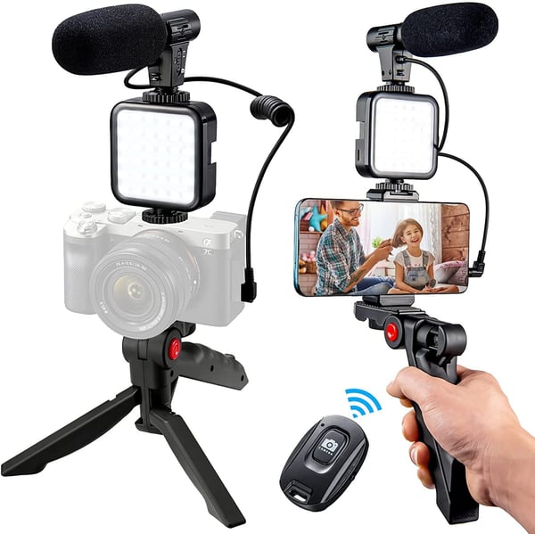 Lisslune | Professional Video Microphone Set with Tripod and LED Video Light