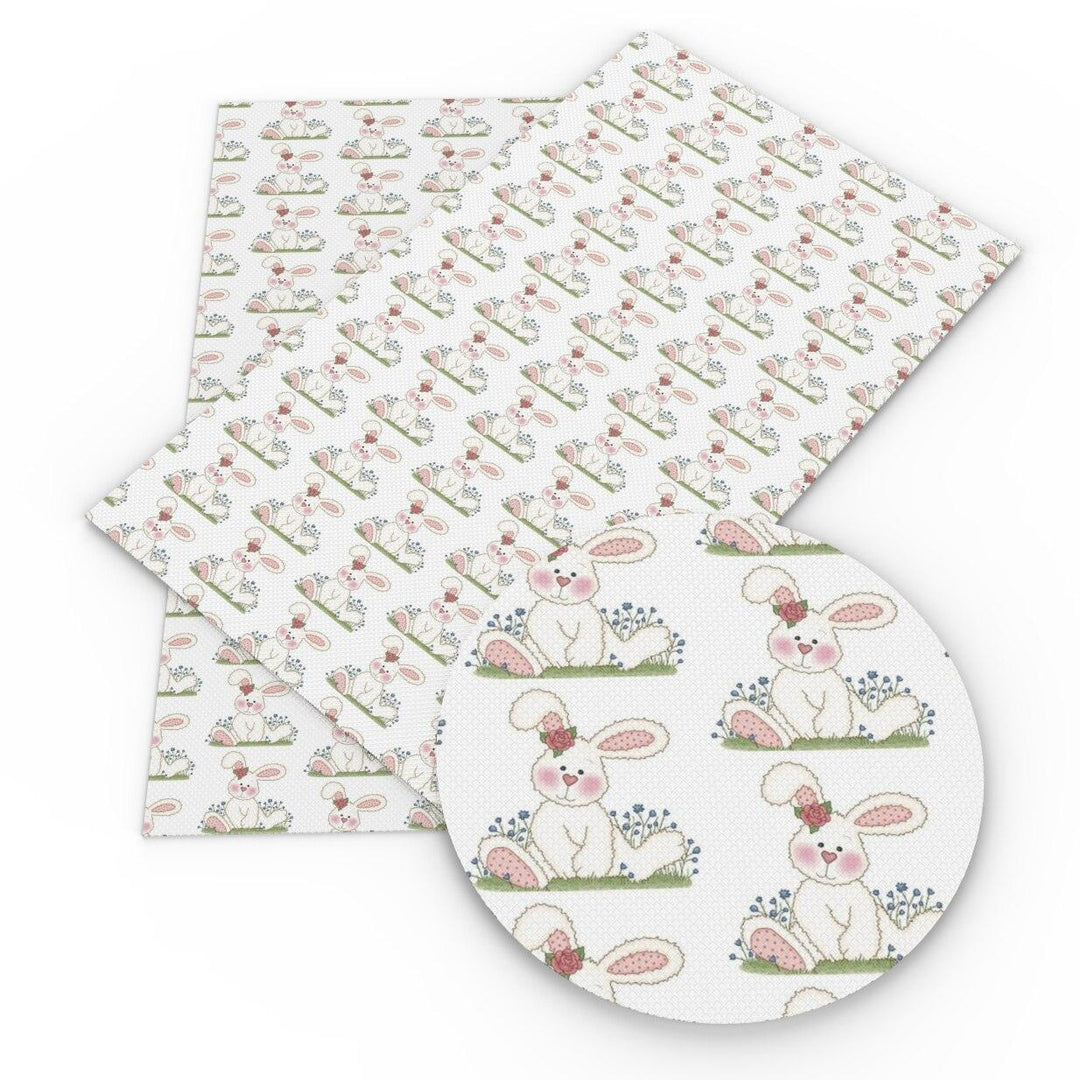 Lisslune | Charming Easter Bunny Vegan Leather Craft Fabric for Creative Projects