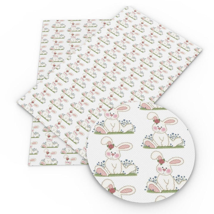 Lisslune | Charming Easter Bunny Vegan Leather Craft Fabric for Creative Projects