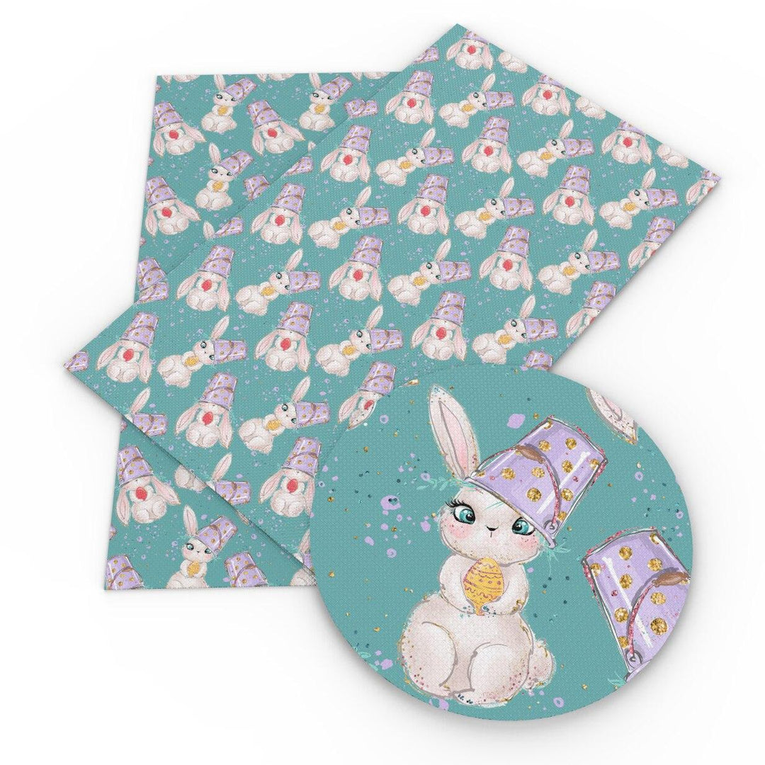 Lisslune | Charming Easter Bunny Vegan Leather Craft Fabric for Creative Projects