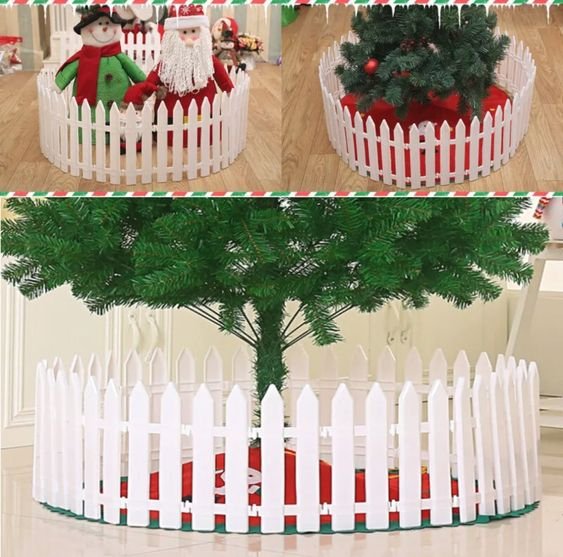 Lisslune | Christmas Tree Fence - Christmas White Fence for Home Decor Easy to Assemble