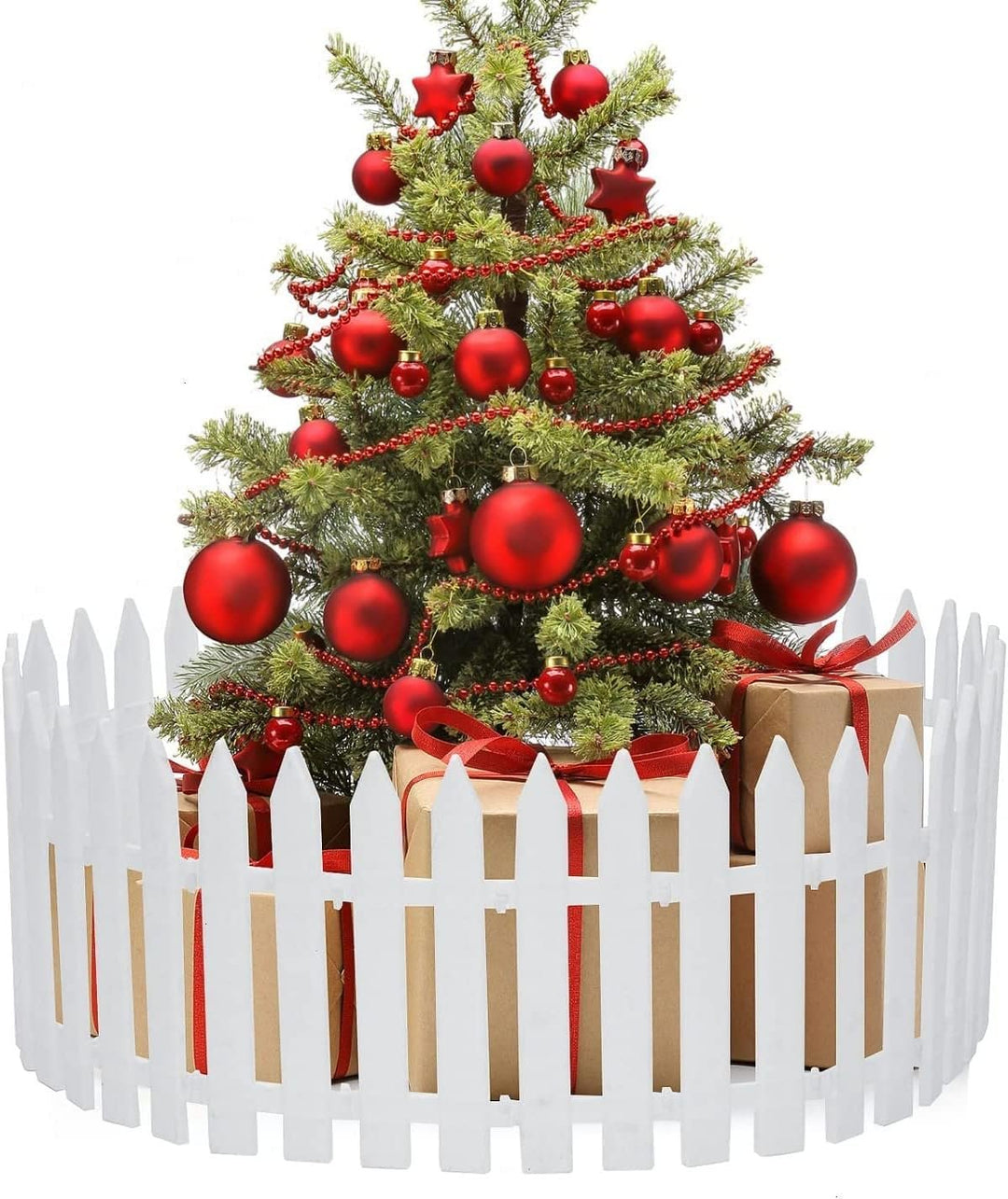 Lisslune | Christmas Tree Fence - Christmas White Fence for Home Decor Easy to Assemble