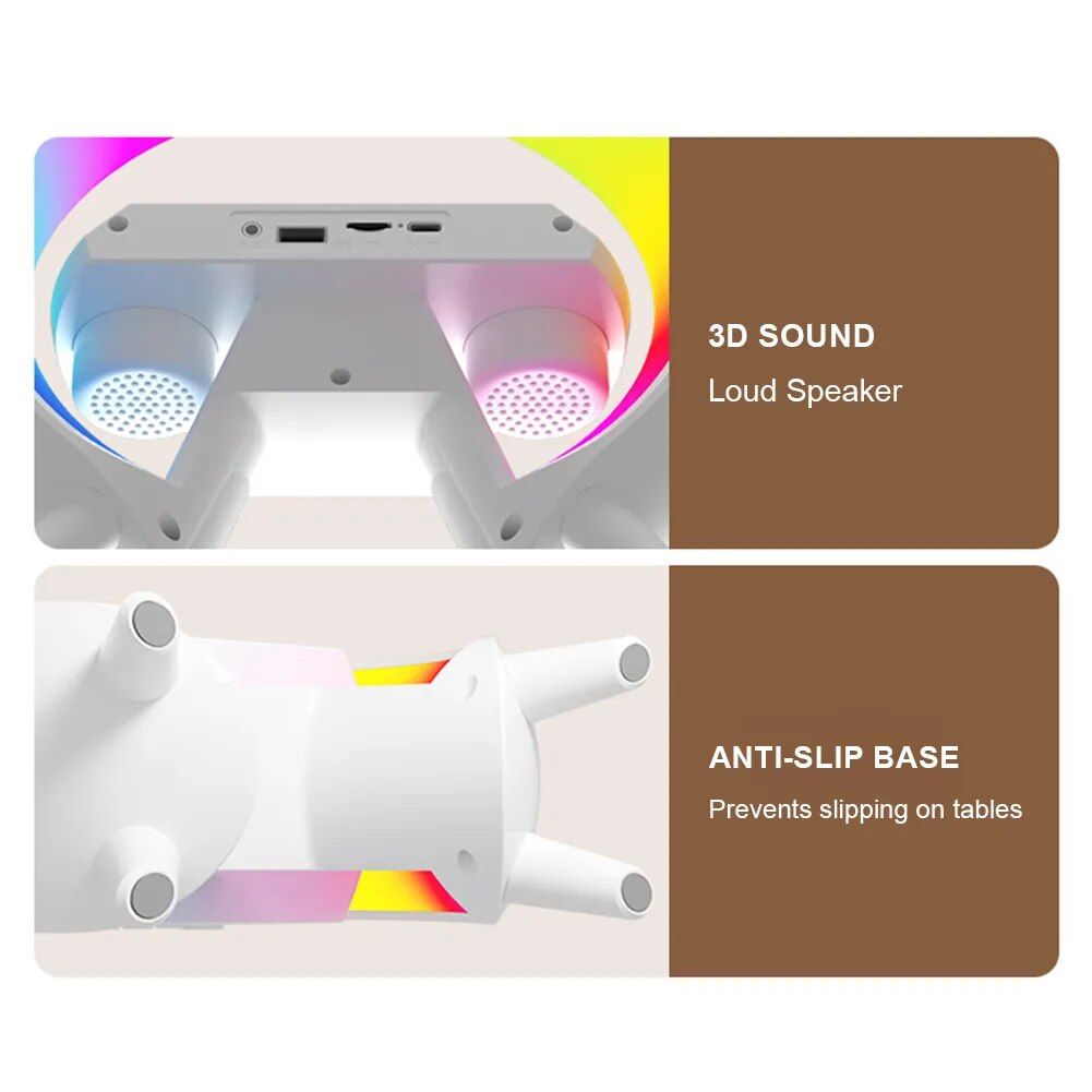 Lisslune | 3-in-1 Wireless Charging Stand with Bluetooth Speaker and RGB Night Light