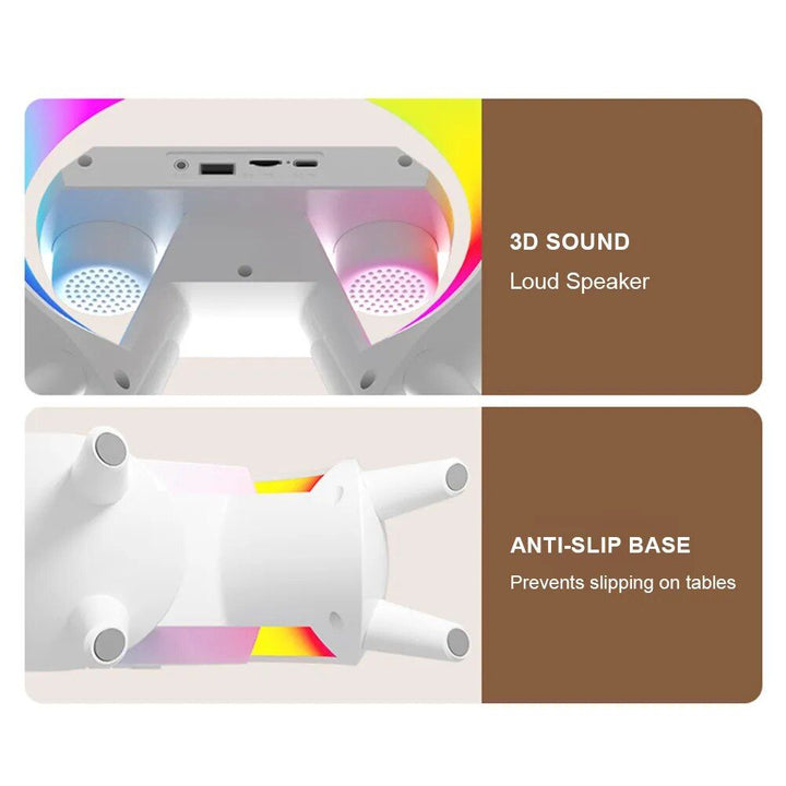 Lisslune | 3-in-1 Wireless Charging Stand with Bluetooth Speaker and RGB Night Light