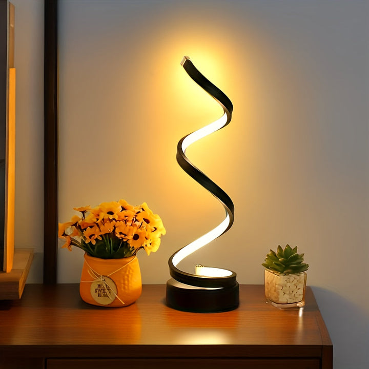 Lisslune | Modern Spiral Table Lamp – Creative LED Desk Lamp with Gentle Warm Light, Perfect for Bedroom, Living Room, and Study Decor