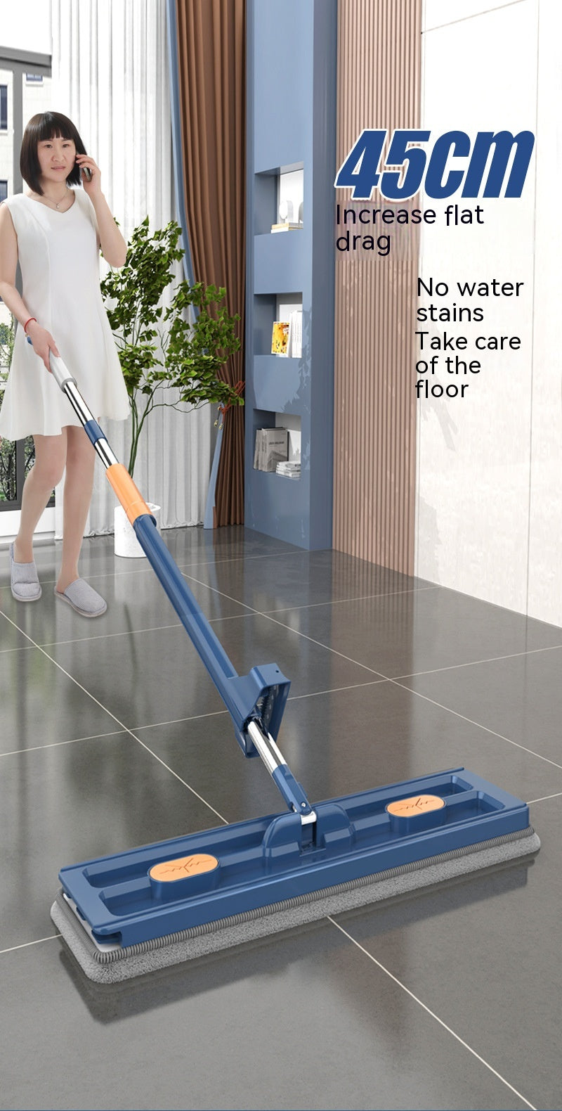 Lisslune | EasyClean | Large Flat Mop 2023 | Stainless Steel Rod