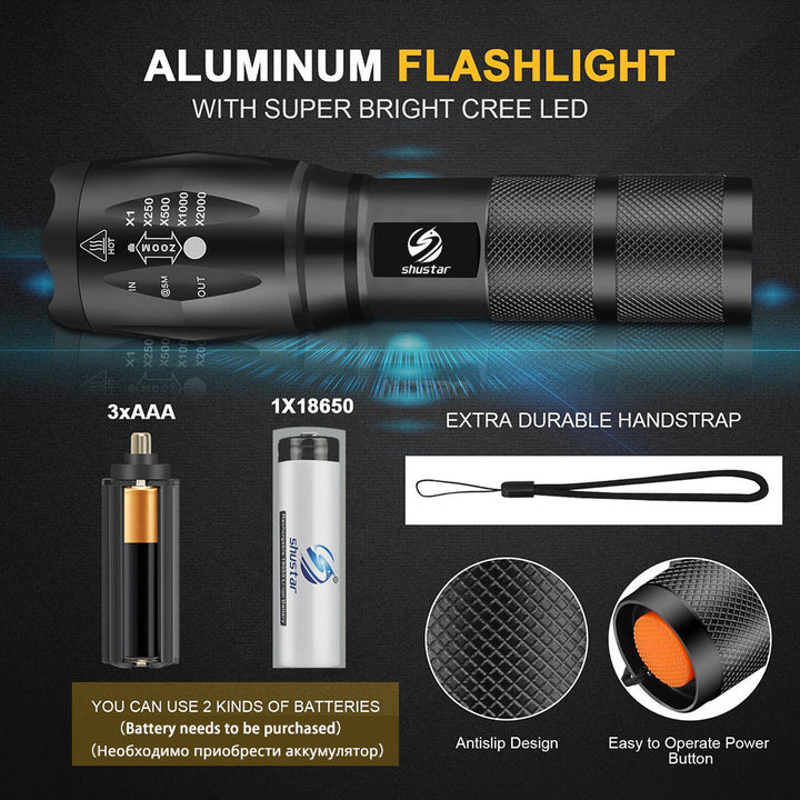 Lisslune | 30000-5000 Lumen High Power LED Flashlight, waterproof