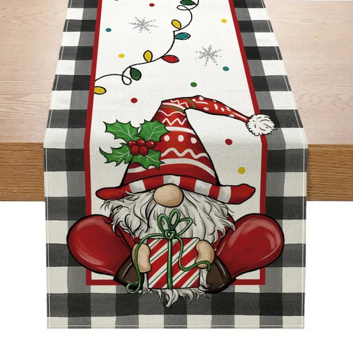 Lisslune | Linen Christmas Table Runner Snowman Christmas Tree Home Dining Table Cloth Tablecloth 2023 Christmas Noel Christmas Decorations 2024