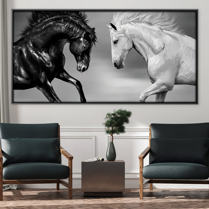 Lisslune | Ebony and Ivory Stallions Canvas