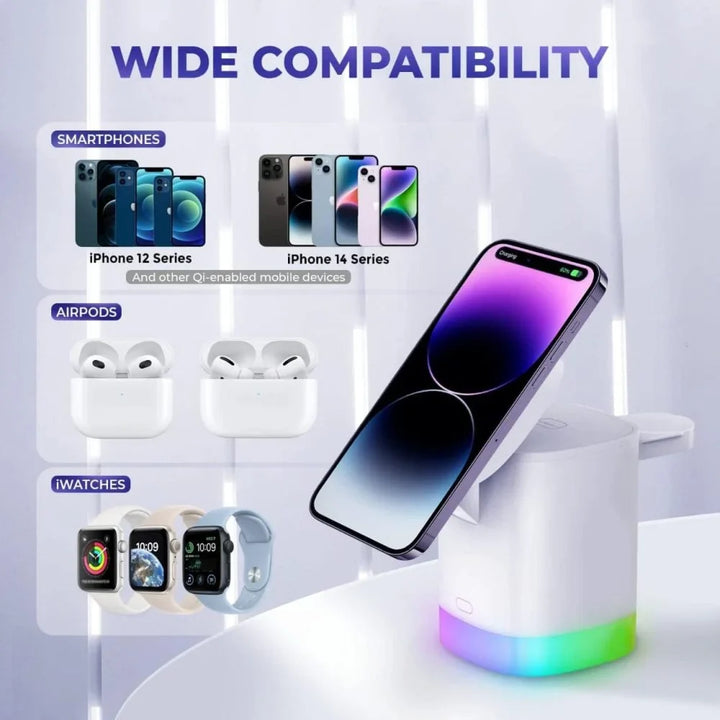 Lisslune | 3 In 1 Magnetic Wireless Charger, Glow and Go – Charge in Style!