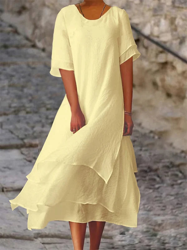 Lisslune | Chic Elegance Block Slit Dress