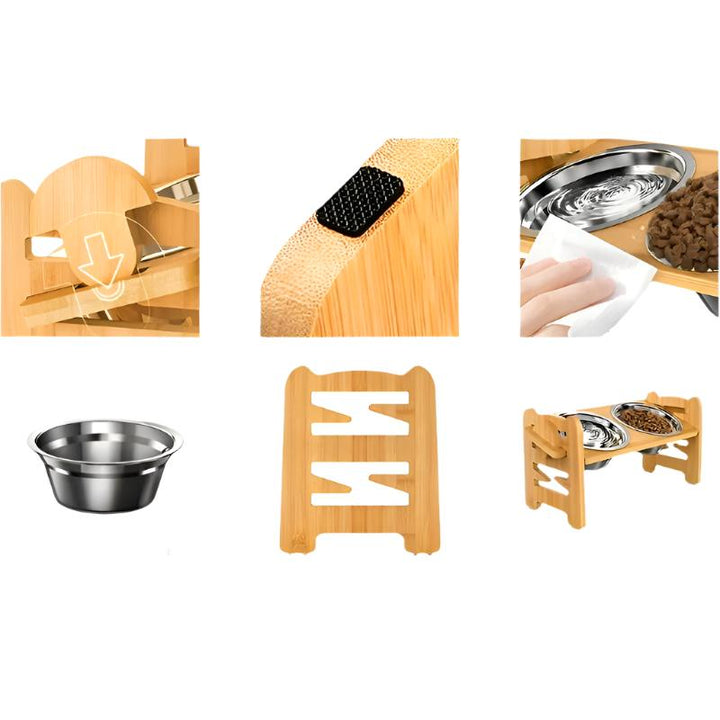Lisslune | Elevated non-slip dog bowl stand with double bowls