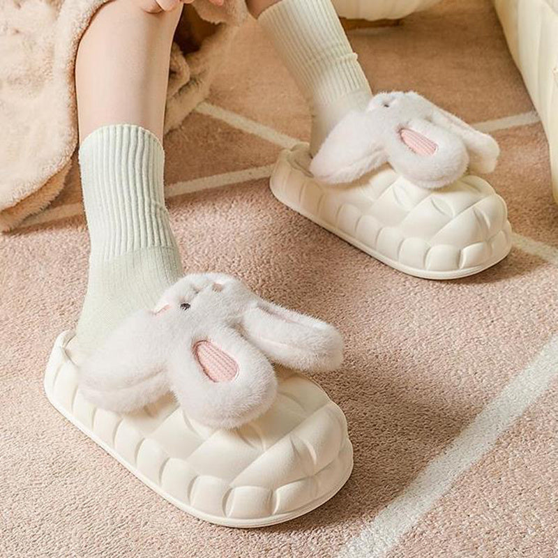 Lisslune | Cute Bunny Shoes Winter Fuzzy Slippers Women Removable Washable Slippers