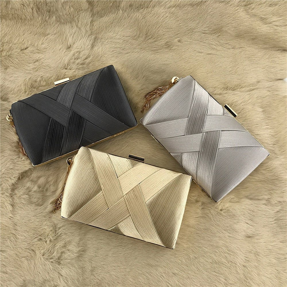 Lisslune | Éclessa Luxury Evening Clutch | Satin tassel handbag for classic and modern elegance