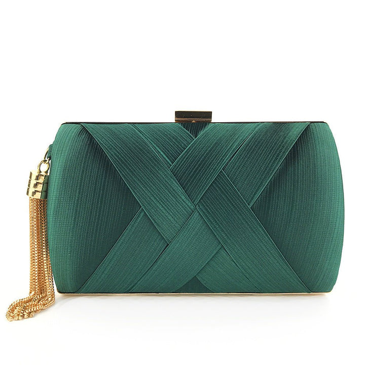 Lisslune | Éclessa Luxury Evening Clutch | Satin tassel handbag for classic and modern elegance
