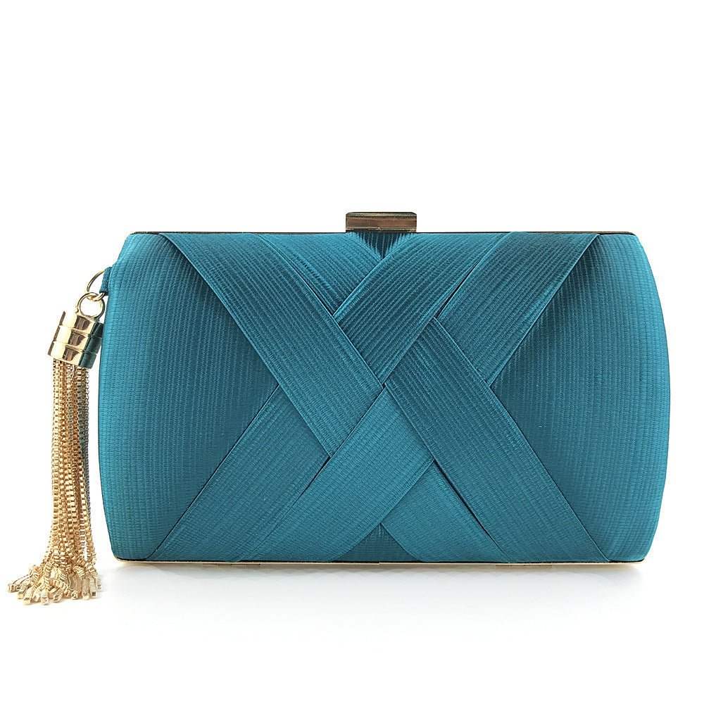 Lisslune | Éclessa Luxury Evening Clutch | Satin tassel handbag for classic and modern elegance