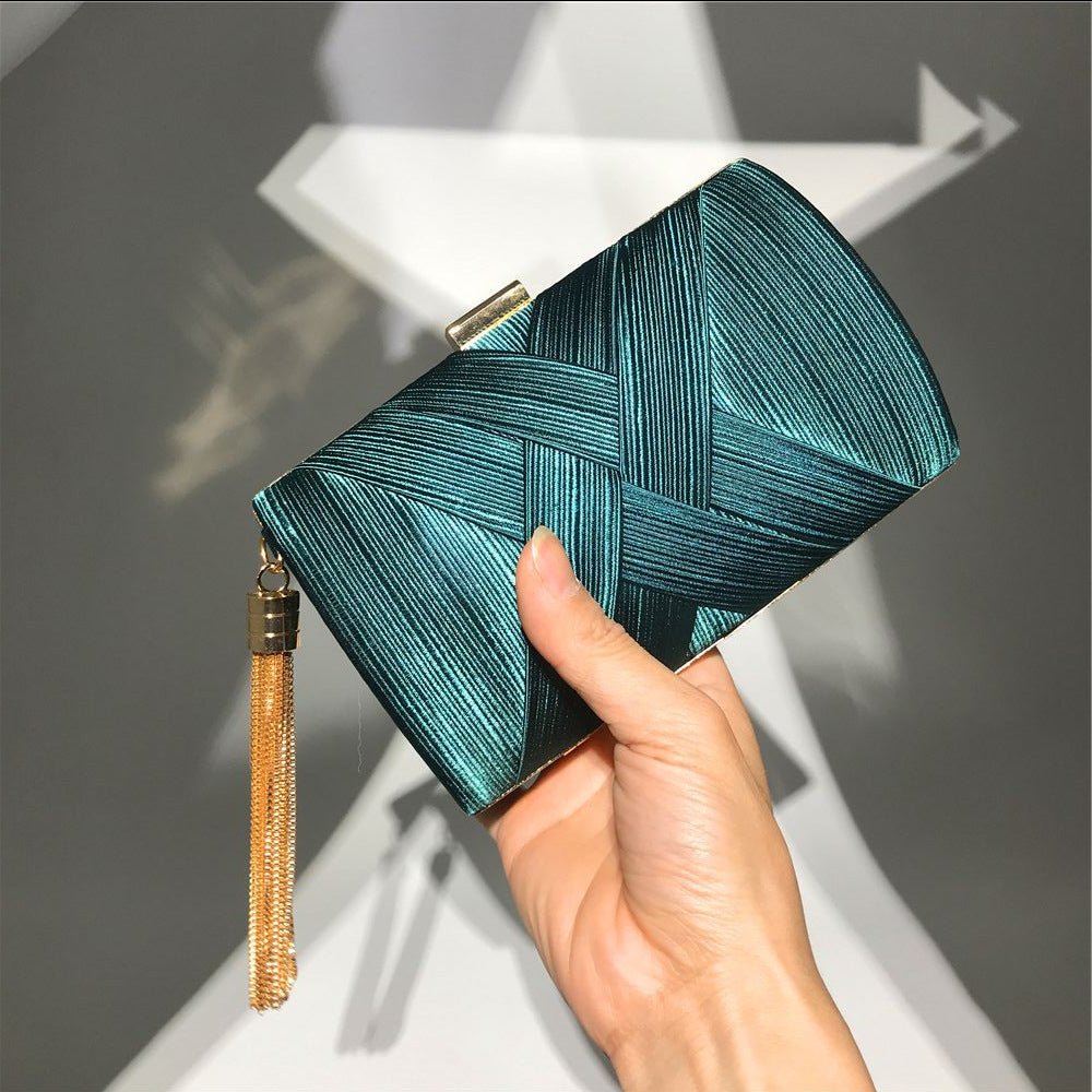 Lisslune | Éclessa Luxury Evening Clutch | Satin tassel handbag for classic and modern elegance