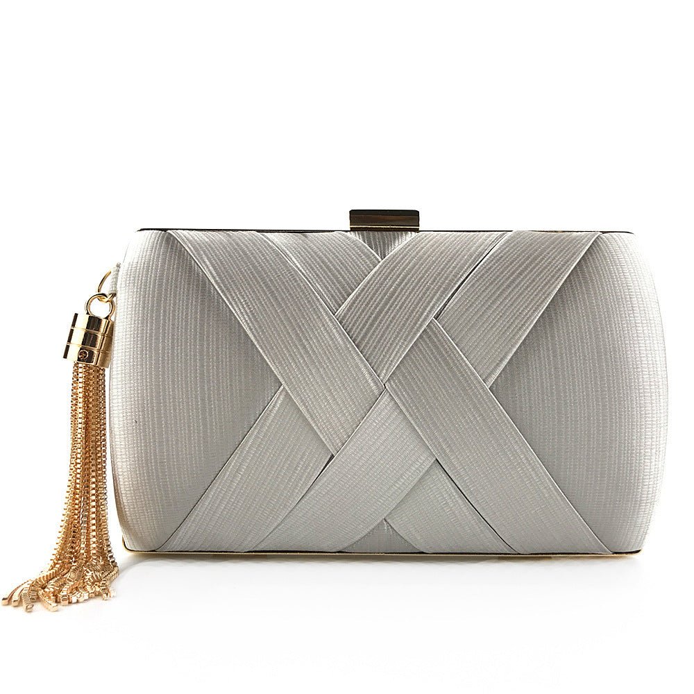 Lisslune | Éclessa Luxury Evening Clutch | Satin tassel handbag for classic and modern elegance