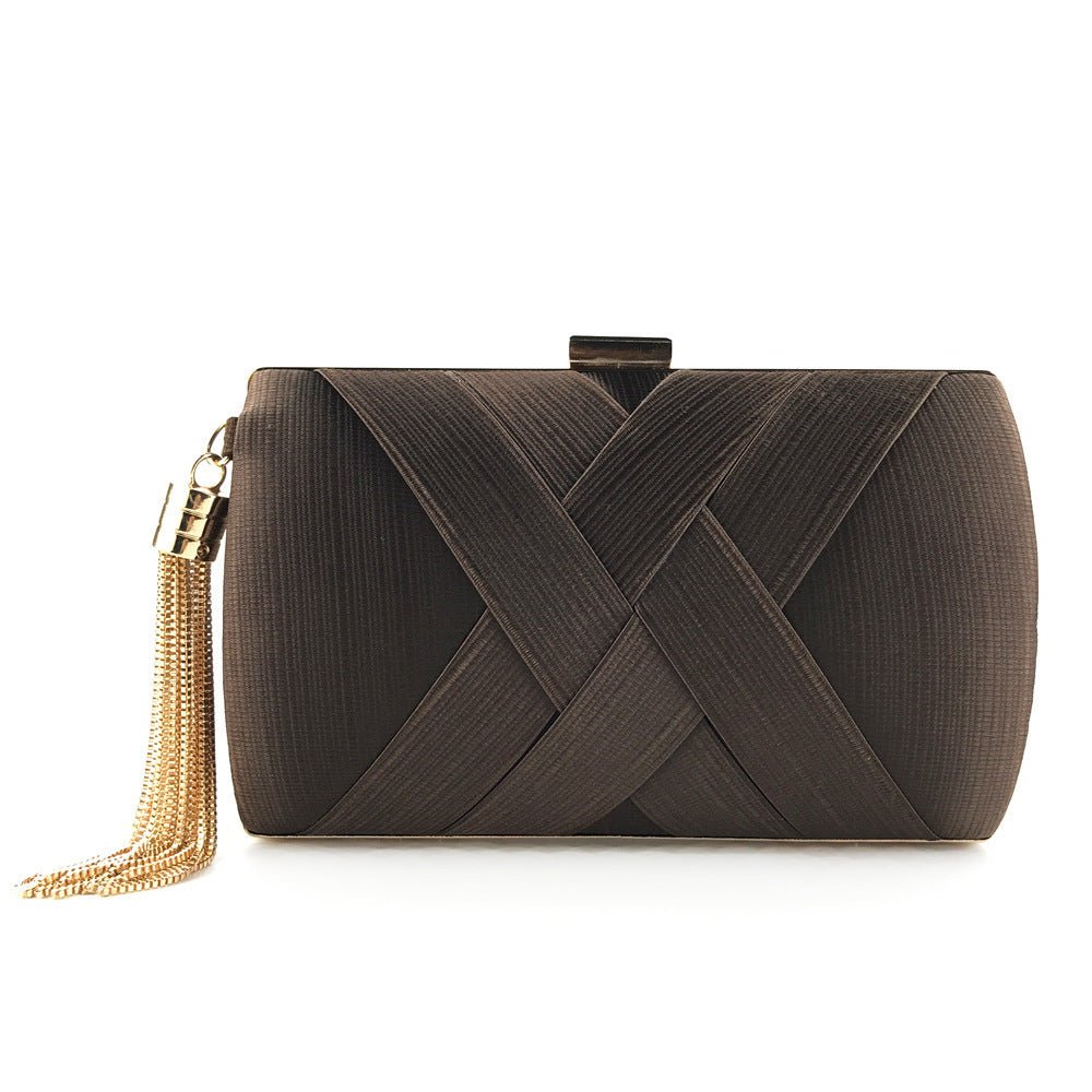 Lisslune | Éclessa Luxury Evening Clutch | Satin tassel handbag for classic and modern elegance