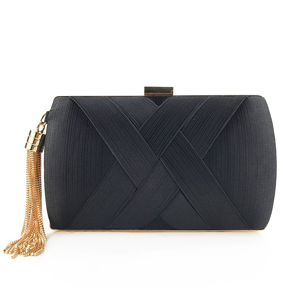 Lisslune | Éclessa Luxury Evening Clutch | Satin tassel handbag for classic and modern elegance