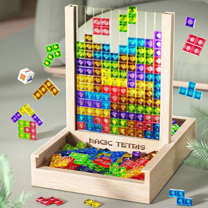 Lisslune | Wooden Tetris Puzzle Board Game for Kids and Adults
