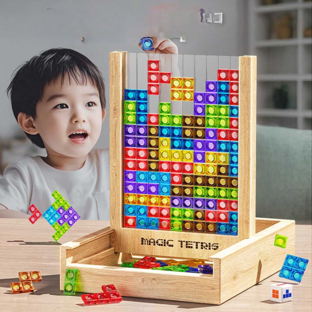 Lisslune | Wooden Tetris Puzzle Board Game for Kids and Adults