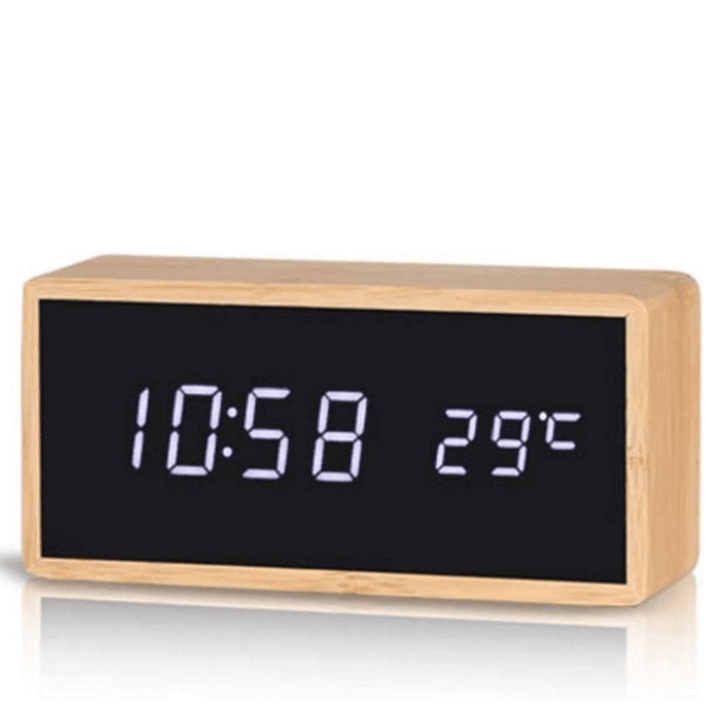 Lisslune | ECOCLOCK – Bamboo LED Alarm Clock with Time and Temperature Display