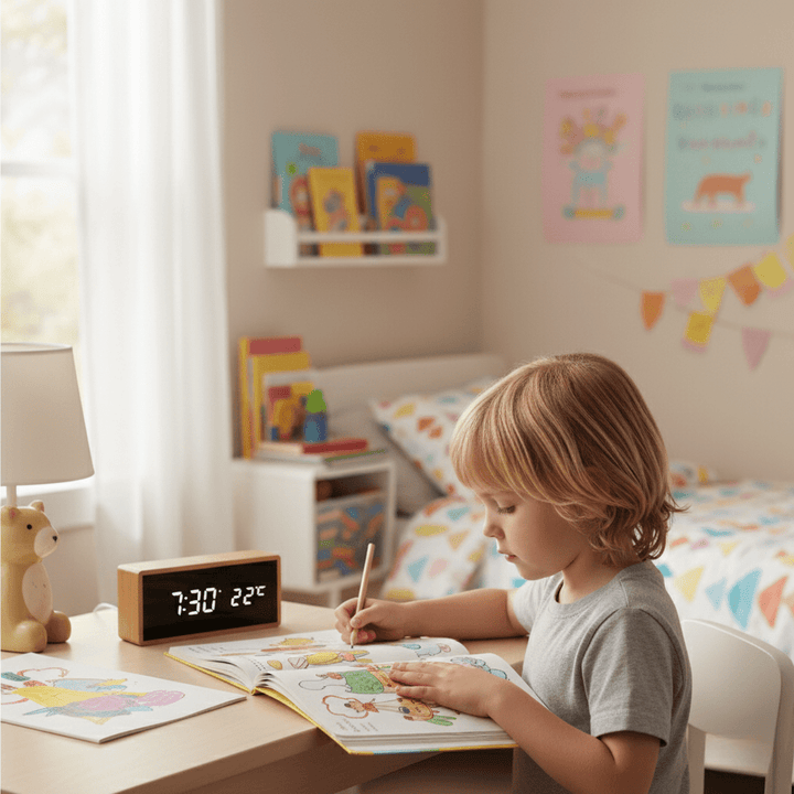 Lisslune | ECOCLOCK – Bamboo LED Alarm Clock with Time and Temperature Display