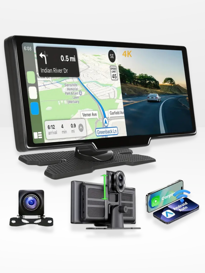 Lisslune | Wireless CarPlay Screen with Built-in 4K Dashcam & Optional Rear Camera – 10.26" IPS Display