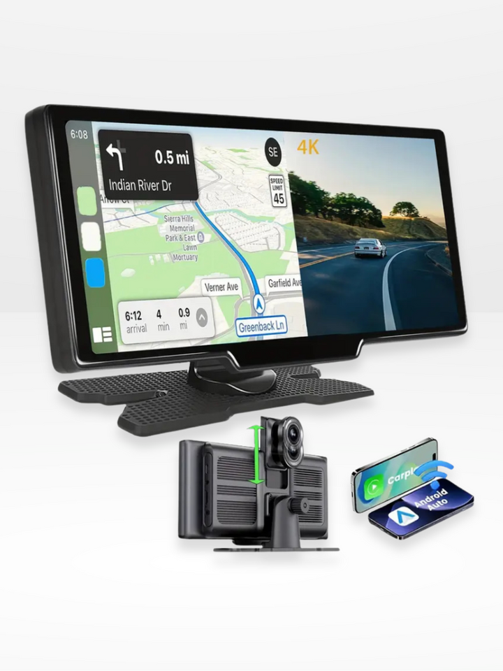 Lisslune | Wireless CarPlay Screen with Built-in 4K Dashcam & Optional Rear Camera – 10.26" IPS Display