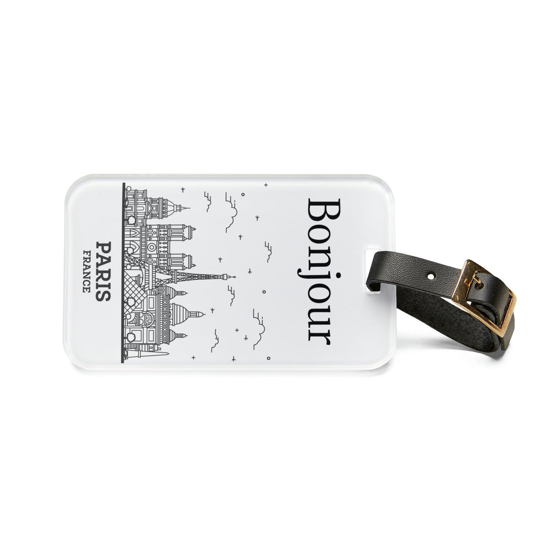Lisslune | Elegant personalized acrylic luggage tags with stylish leather strap for discerning travelers