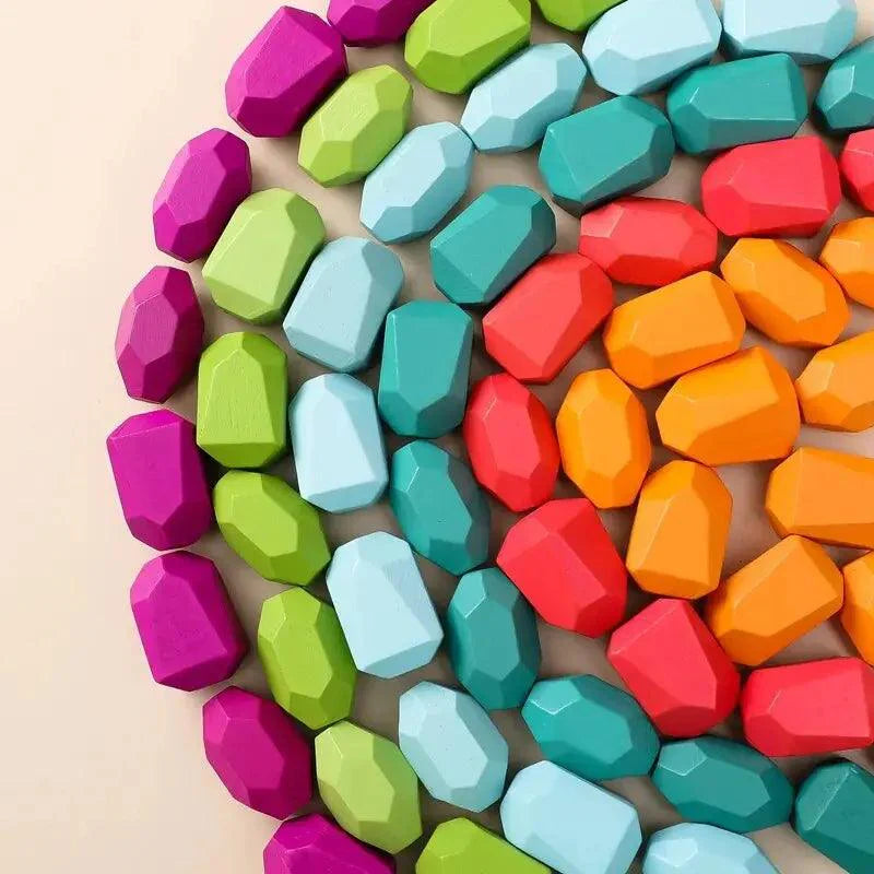 Lisslune | Colorful Wooden Building Blocks Set for Creative Learning and Logical Development
