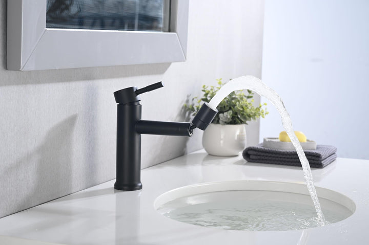 Lisslune | 360° Rotating Mat Black Bathroom Basin Mixer Tap with Dual Water Flow Modes