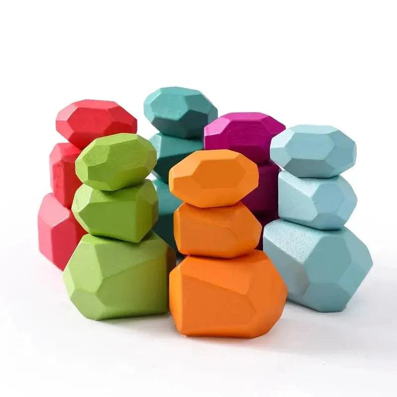 Lisslune | Colorful Wooden Building Blocks Set for Creative Learning and Logical Development