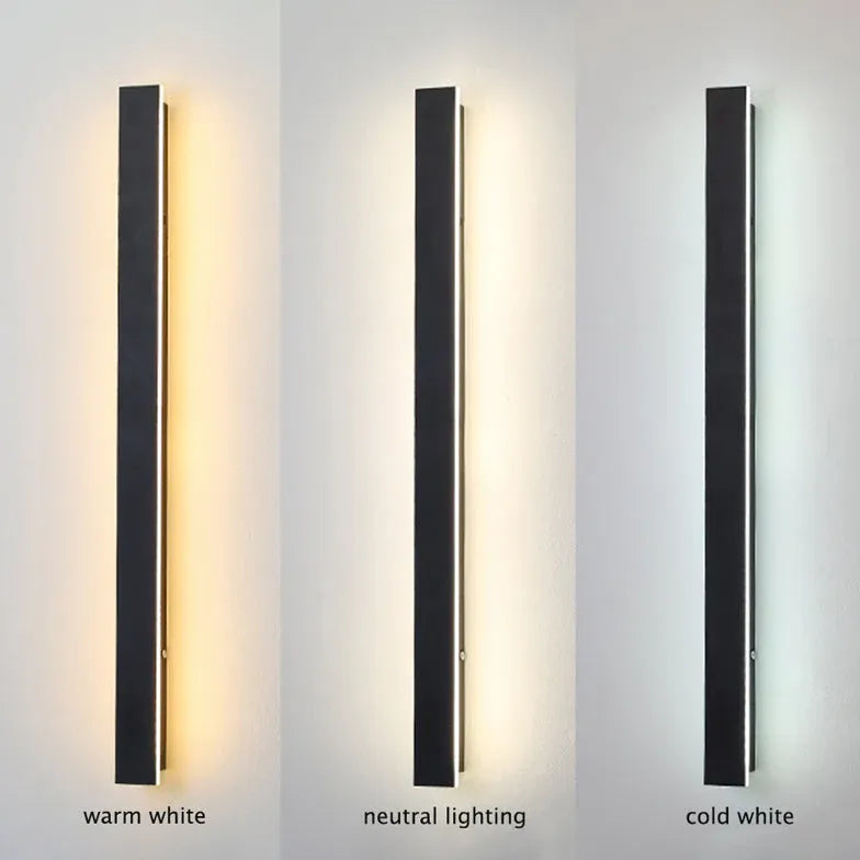 Lisslune | Linear black minimalist LED outdoor wall light