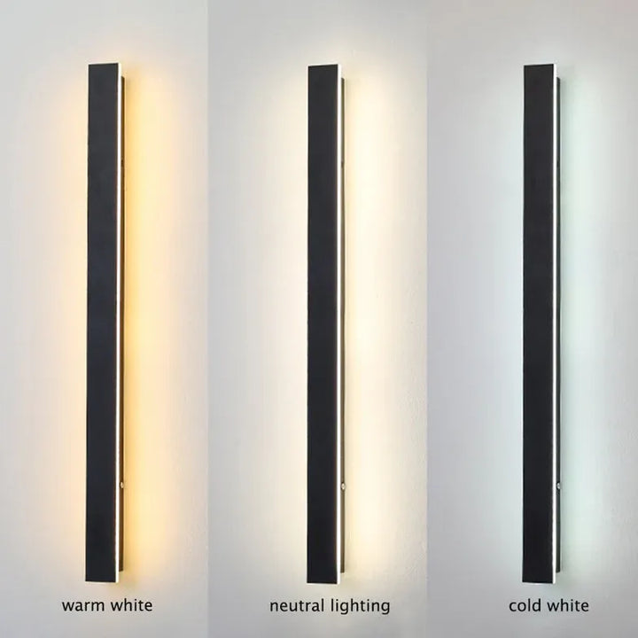 Lisslune | Linear black minimalist LED outdoor wall light