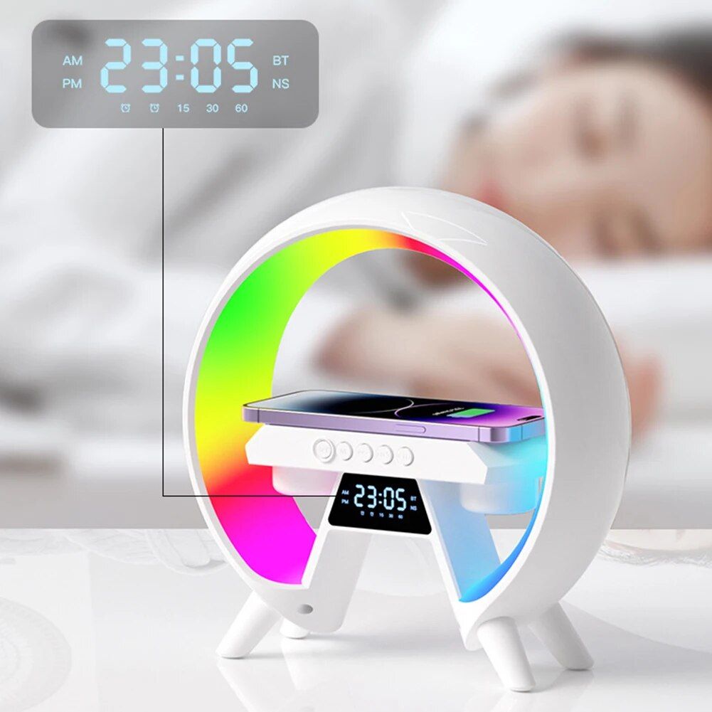 Lisslune | 3-in-1 Wireless Charging Stand with Bluetooth Speaker and RGB Night Light