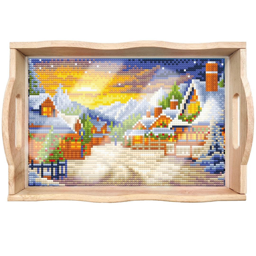Lisslune | DIY Diamond Painting Wooden Tray Food Tray with Handle Living Room Decoration Mandala Wooden Tray Kit