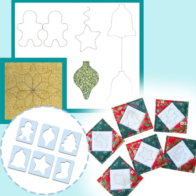 Lisslune | Christmas Motif Quilting Template Set (6 PCS)  - With Instructions
