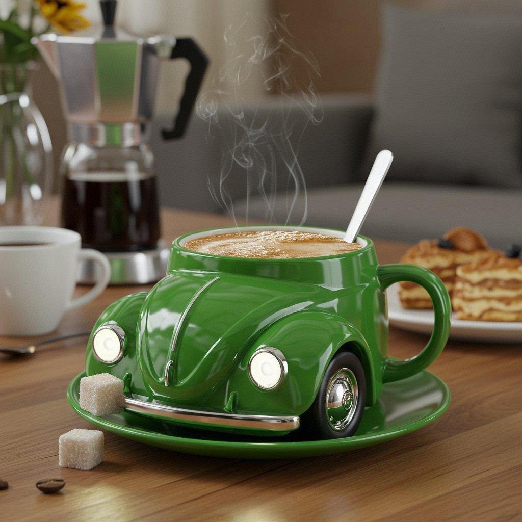 Lisslune | RetroCar Ceramic Coffee Mug – Unique 3D Design for Coffee & Tea