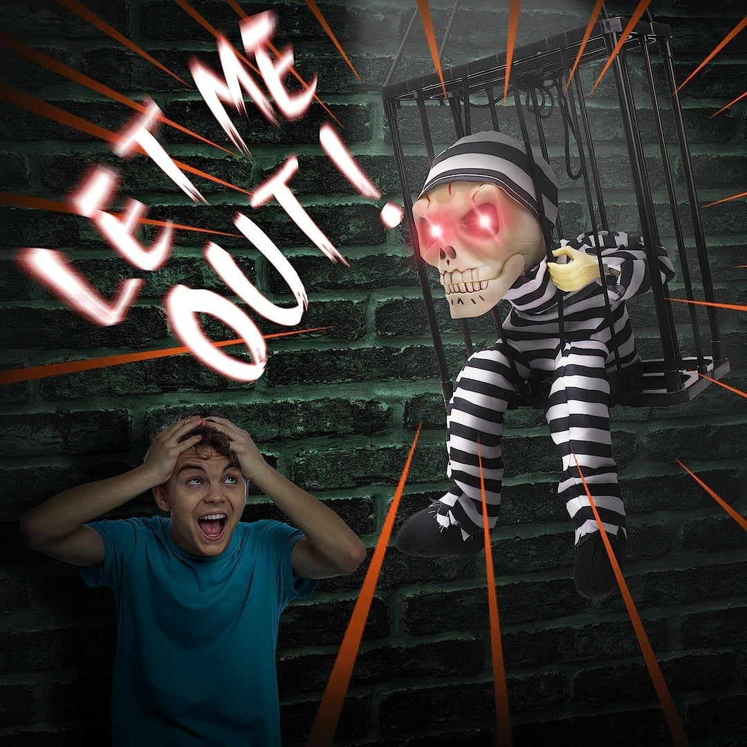 Lisslune | TerrorBone Animated Screaming Skeleton – Hanging Halloween Prop with Motion Sensor