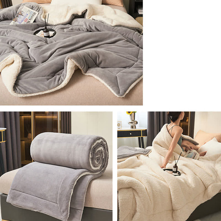 Lisslune | Solid thick double-sided velvet cube blanket