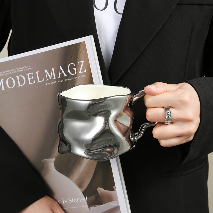 Lisslune | CreArt Mug – Handmade Ceramic Coffee Mug with Unique Crinkled Design