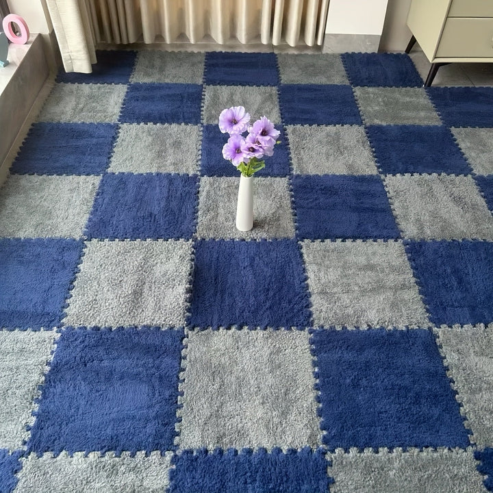 Rynx | 40-piece Thickened Modern Plush Carpet] 40-piece Modern Plush Patchwork Thickened Carpet for Bedroom, Living Room, Wardrobe, Renovation of Rental Apartments, Suitable for All Seasons