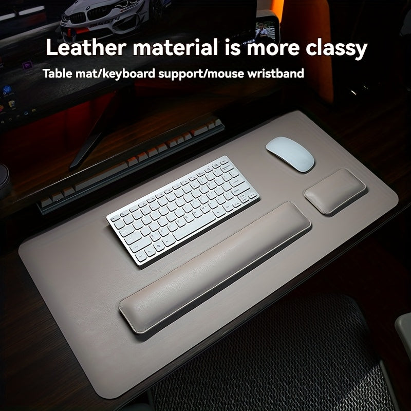 Lisslune | Three-Piece Desk Set made of PU Leather - With Pad and Wrist Supports