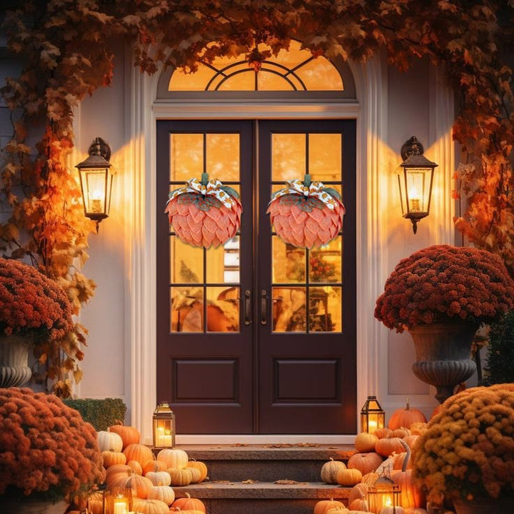 Lisslune |  Farmhouse Pumpkin Wreath For Front Door