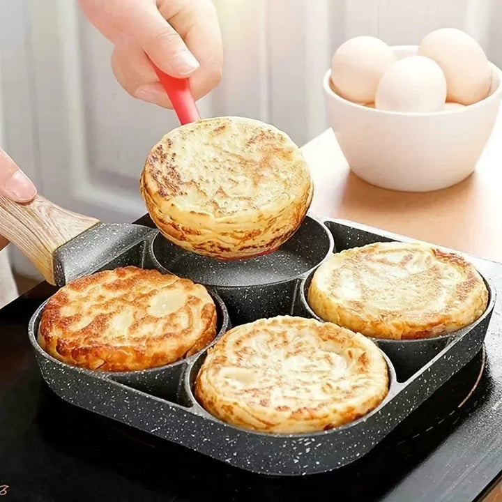 Lisslune | ChefVerra Non-Stick Omelette Pan | 4-hole frying pan for eggs, pancakes, and burgers