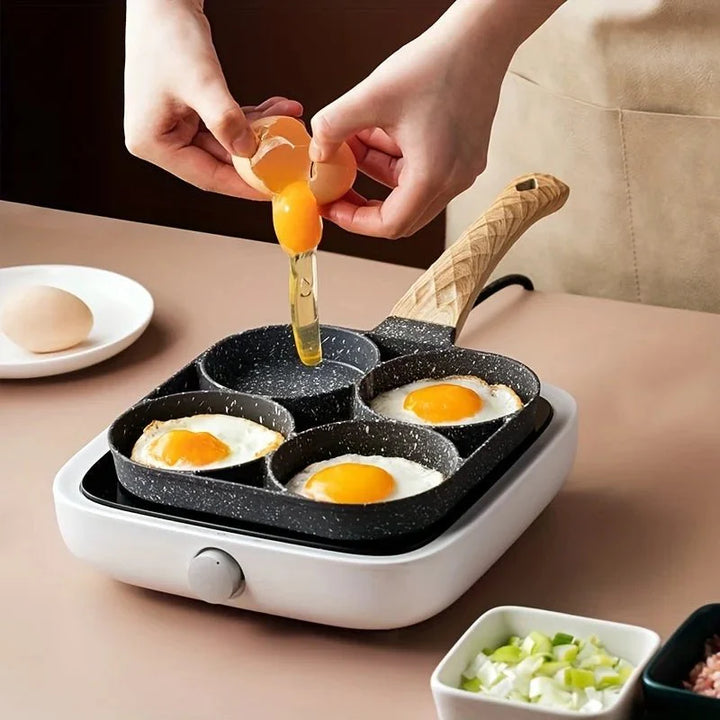 Lisslune | ChefVerra Non-Stick Omelette Pan | 4-hole frying pan for eggs, pancakes, and burgers