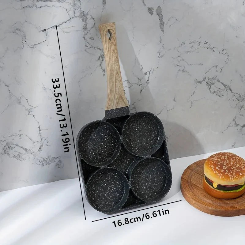Lisslune | ChefVerra Non-Stick Omelette Pan | 4-hole frying pan for eggs, pancakes, and burgers