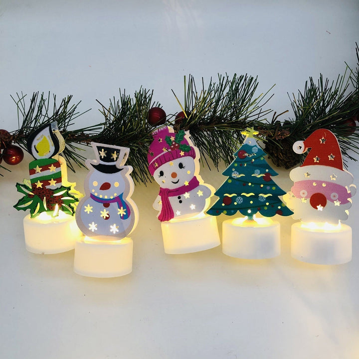 Lisslune | Electronic LED Christmas Candle Lamps - Set of 10 – Adorable Santa, Snowman & Tree Night Lights for Festive Home, Party, & Garden Décor